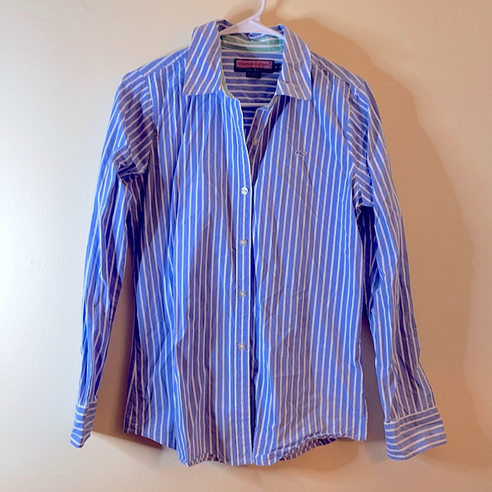 Vineyard Vines blue striped dress shirt Sz 6